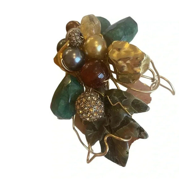 Amethyst And Crystal Wire Band Statement Bracelet - Picture 2 of 4